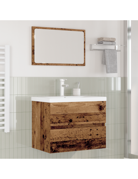 Set di mobili per il bagno con cassetto 3 pcs Legno vecchio