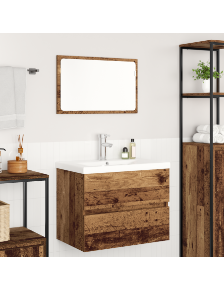 Set di mobili per il bagno con cassetto 3 pcs Legno vecchio