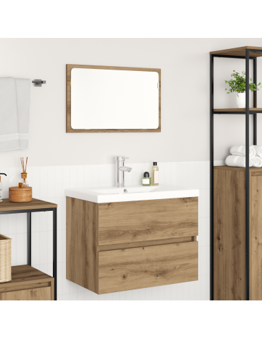 Set di mobili per il bagno 3 pcs Rovere Nero Legno multistrato
