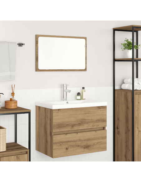Set di mobili per il bagno 3 pcs Rovere Nero Legno multistrato