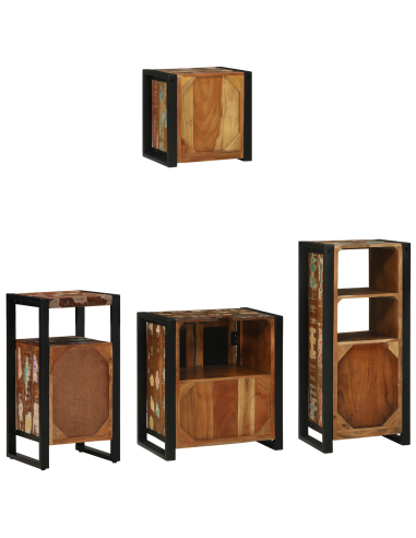 Set di mobili per il bagno 4 pcs Legno Recuperato Massello
