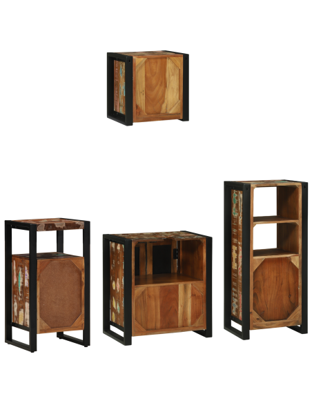 Set di mobili per il bagno 4 pcs Legno Recuperato Massello