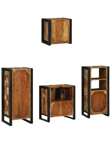 Set di mobili per il bagno 4 pcs Legno Recuperato Massello