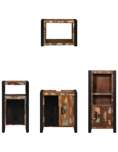 Set di mobili per il bagno 4 pcs Legno Recuperato Massello