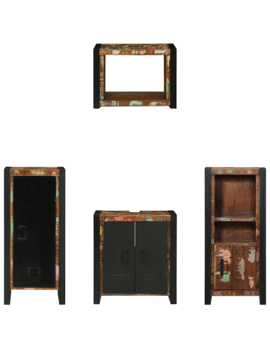 Set di mobili per il bagno 4 pcs Legno Recuperato Massello
