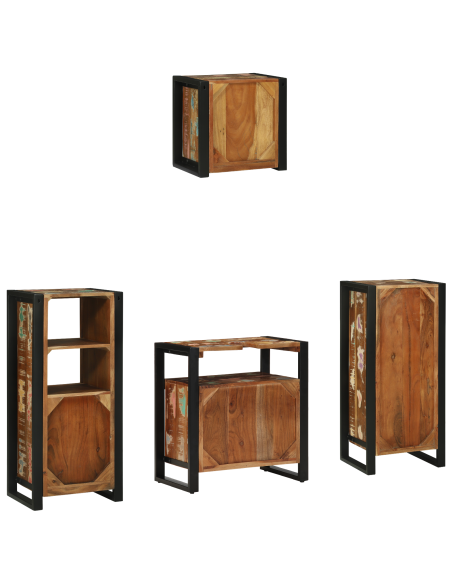 Set di mobili per il bagno 4 pcs Legno massello riciclato
