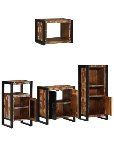 Set di mobili per il bagno 4 pcs Legno Recuperato Massello
