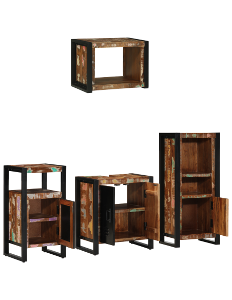 Set di mobili per il bagno 4 pcs Legno Recuperato Massello