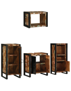 Set di mobili per il bagno 4 pcs Legno Recuperato Massello 2