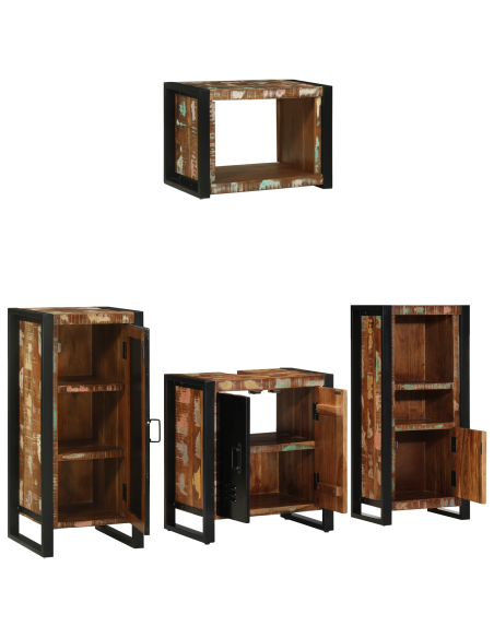 Set di mobili per il bagno 4 pcs Legno Recuperato Massello