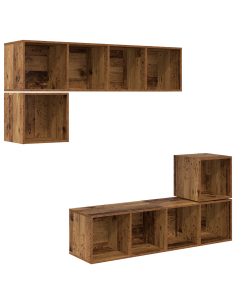 Set mobile TV 4 pcs Legno vecchio Legno multistrato