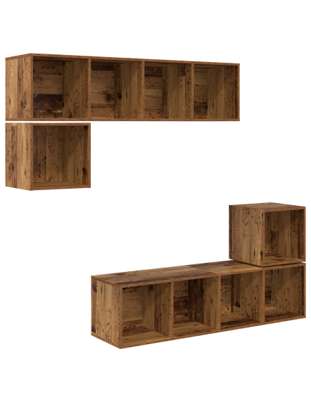 Set mobile TV 4 pcs Legno vecchio Legno multistrato
