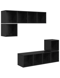 Set mobile TV 4 pcs Rovere Nero Legno multistrato