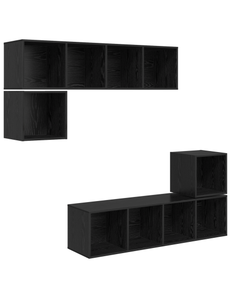 Set mobile TV 4 pcs Rovere nero 37 x 37 x 142.5 cm