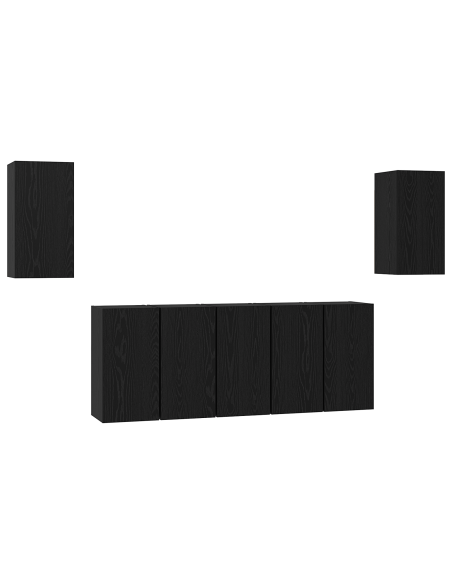 Set mobile TV 7 pcs Rovere nero 30.5 x 30 x 60 cm
