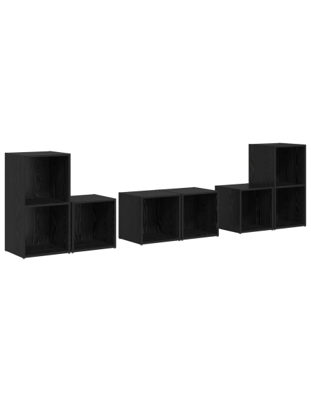 Set di mobili TV 6 pcs Rovere Nero Legno multistrato