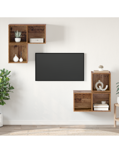 Set mobile TV 4 pcs Legno vecchio Legno multistrato