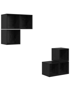 Set mobile TV 4 pcs Rovere Nero Legno multistrato