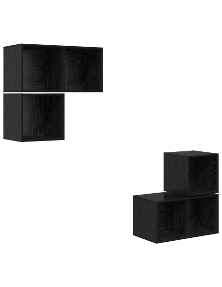 Set mobile TV 4 pcs Rovere Nero Legno multistrato