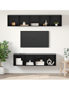 Set mobile TV 4 pcs Rovere Nero Legno multistrato