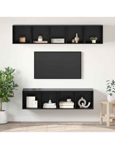 Set mobile TV 4 pcs Rovere Nero Legno multistrato