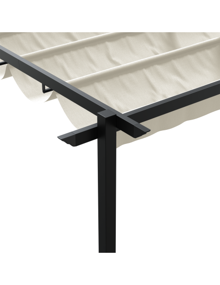 Gazebo a Muro Crema 3 x 4 m Acciaio