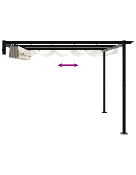Gazebo a Muro Crema 3 x 4 m Acciaio