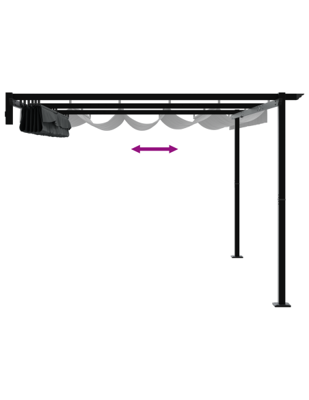 Gazebo a Muro Antracite 3 x 4 m Acciaio