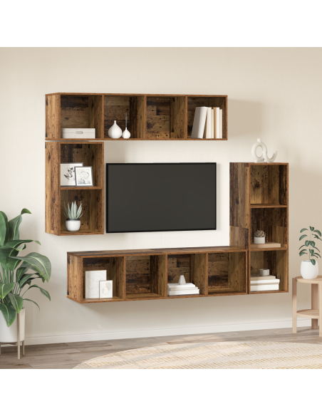 Set mobile TV 4 pcs Legno antico Legno multistrato