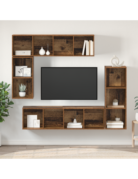 Set mobile TV 4 pcs Legno antico Legno multistrato