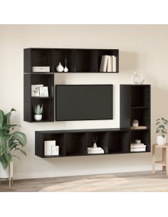 Set mobile TV 4 pcs Rovere Nero Legno multistrato 2