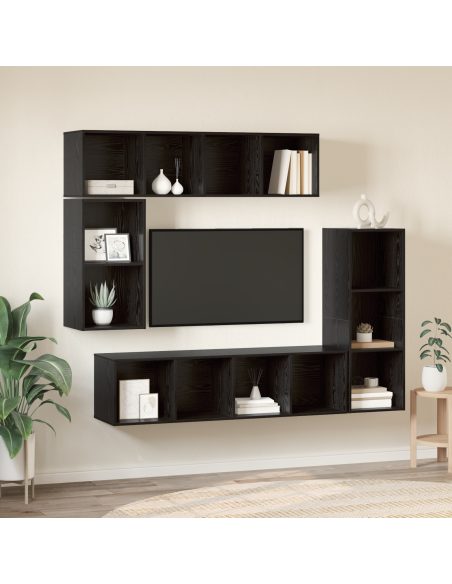 Set mobile TV 4 pcs Rovere nero Legno multistrato