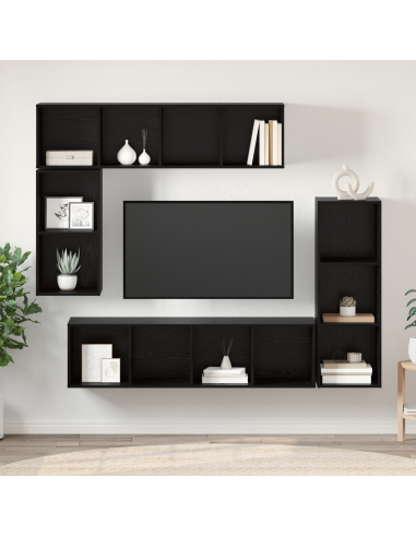 Set mobile TV 4 pcs Rovere Nero Legno multistrato