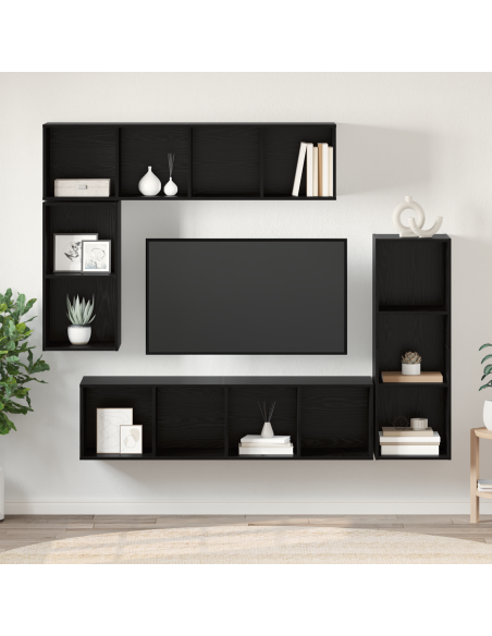 Set mobile TV 4 pcs Rovere nero Legno multistrato
