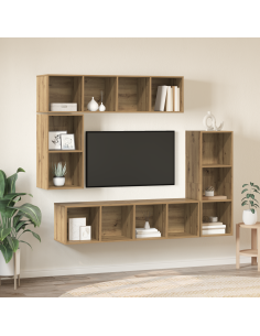 Set mobile TV 4 pcs Rovere artigianale Legno multistrato 2