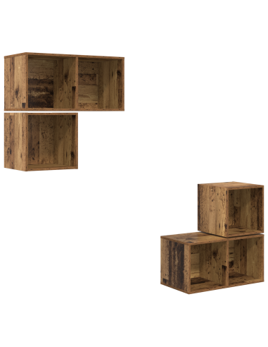 Set mobile TV 4 pcs Legno vecchio Legno multistrato