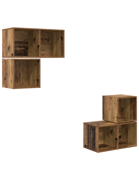 Set mobile TV 4 pcs Legno vecchio Legno multistrato