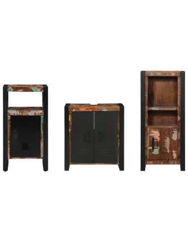 Set di mobili per il bagno 3 pcs Legno Recuperato Massello