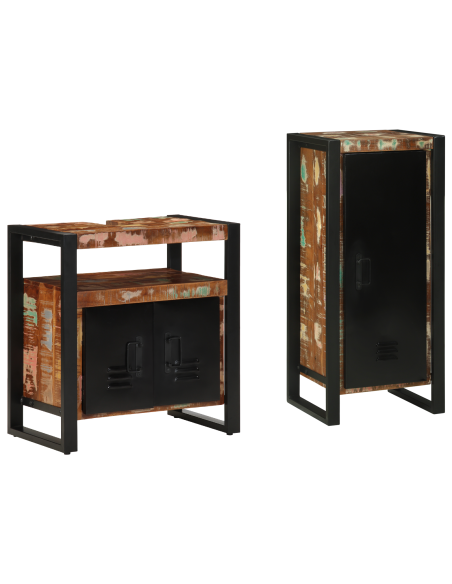 Set di mobili per il bagno 2 pcs Legno Recuperato Massello