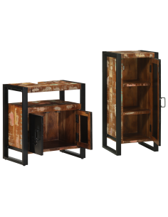 Set di mobili per il bagno 2 pcs Legno Recuperato Massello 2