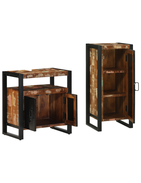 Set di mobili per il bagno 2 pcs Legno massello riciclato