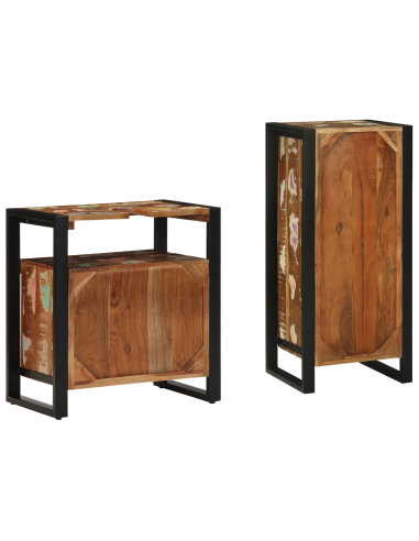 Set di mobili per il bagno 2 pcs Legno Recuperato Massello