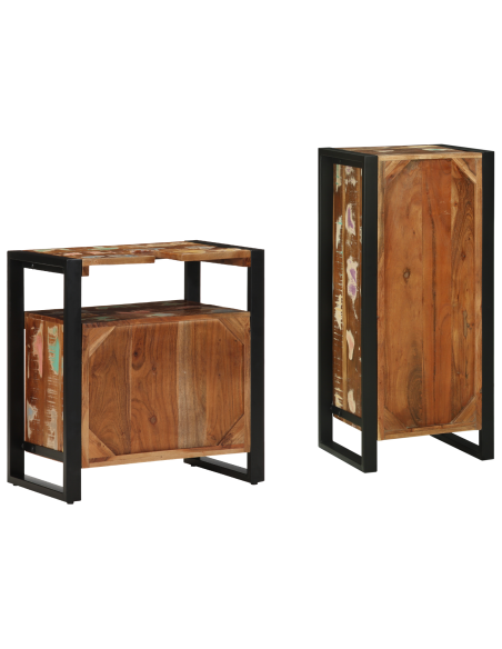 Set di mobili per il bagno 2 pcs Legno Recuperato Massello