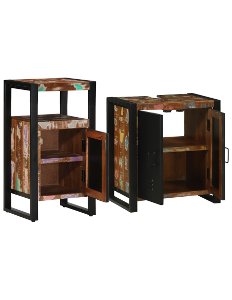 Set di mobili per il bagno 2 pcs Legno Recuperato Massello