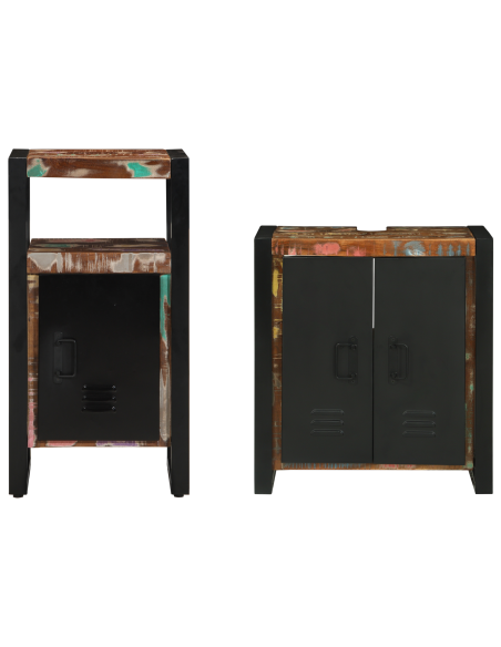 Set di mobili per il bagno 2 pcs Legno Recuperato Massello