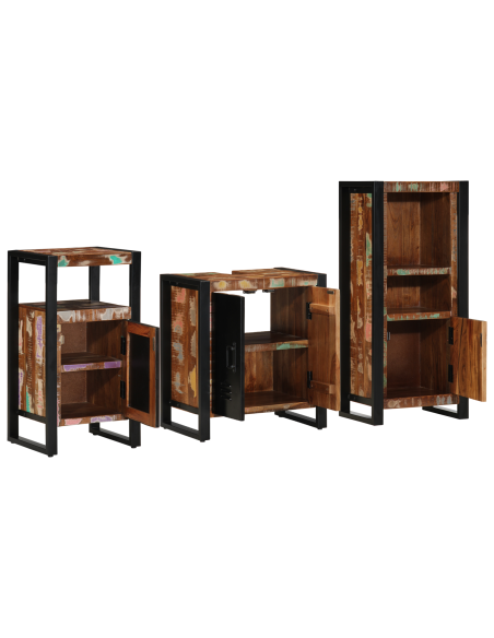 Set di mobili per il bagno 3 pcs Legno massello riciclato