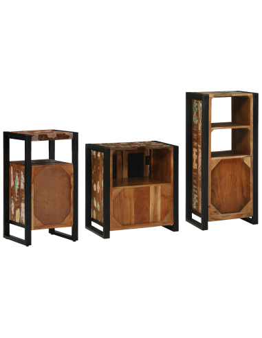 Set di mobili per il bagno 3 pcs Legno Recuperato Massello