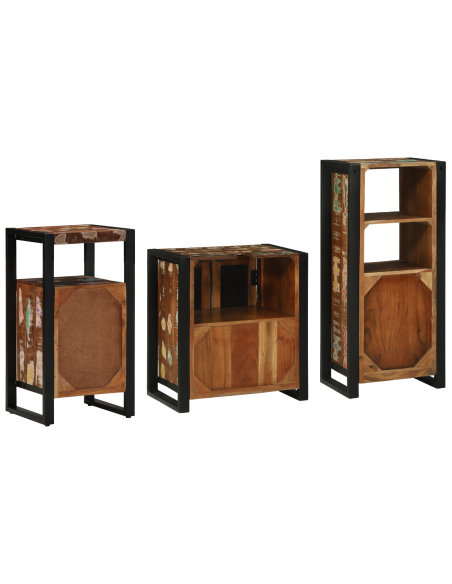 Set di mobili per il bagno 3 pcs Legno Recuperato Massello