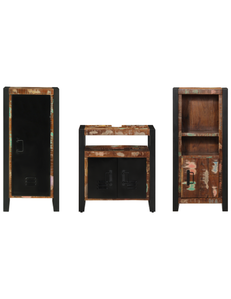 Set di mobili per il bagno 3 pcs Legno Recuperato Massello