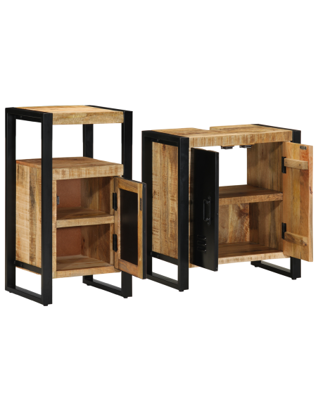 Set di mobili per il bagno 2 pcs Legno di mango solido e grezzo